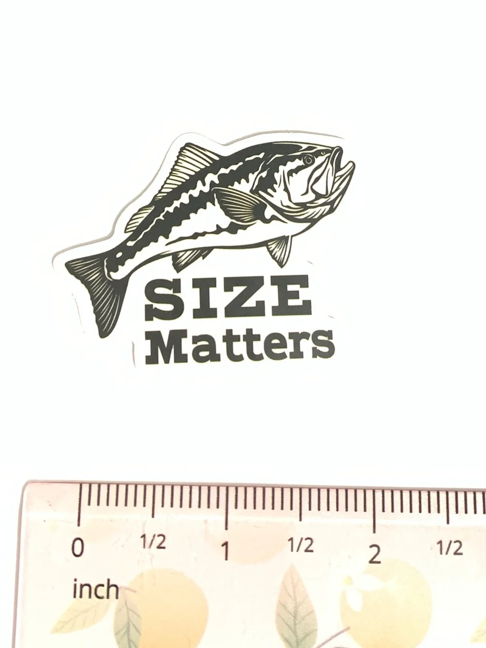 Size Matters Fish Sticker - Black and White